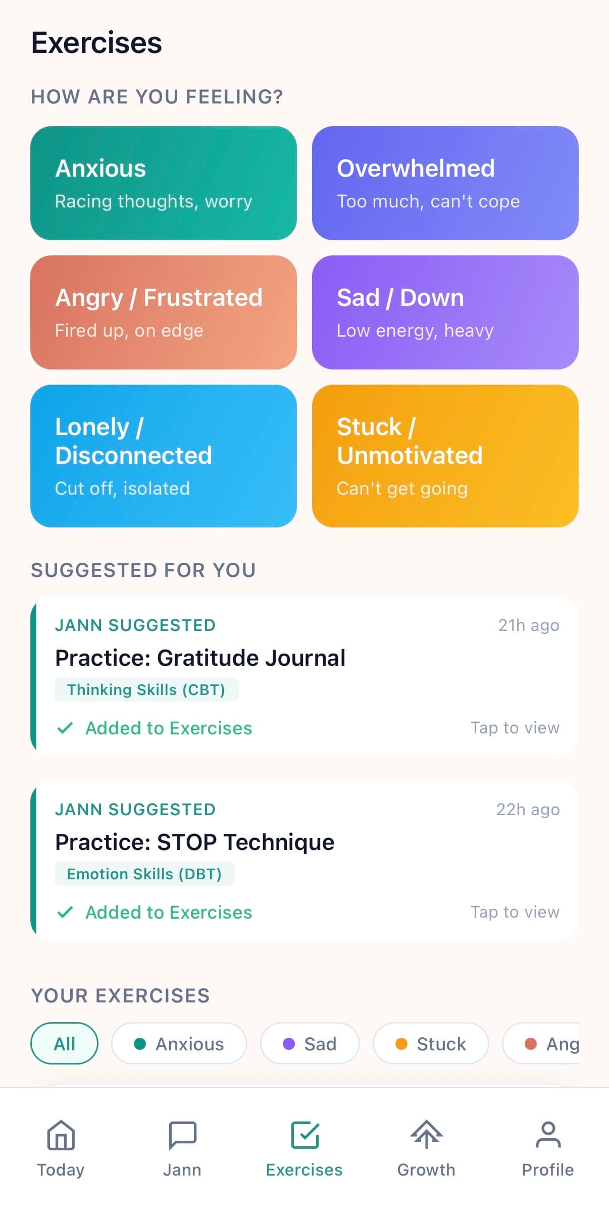 Step 3: Exercises matched to how you feel